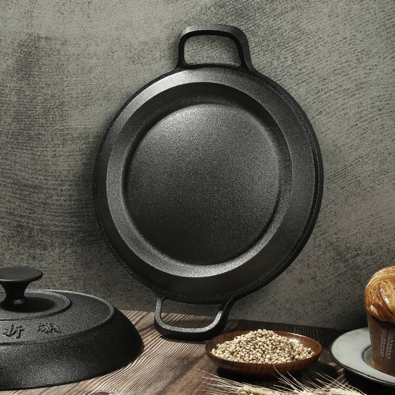 4老式铸铁粗粮饼折锅烙饼锅加厚煎饼鏊子耨耨烙糕摊黄儿子烙子