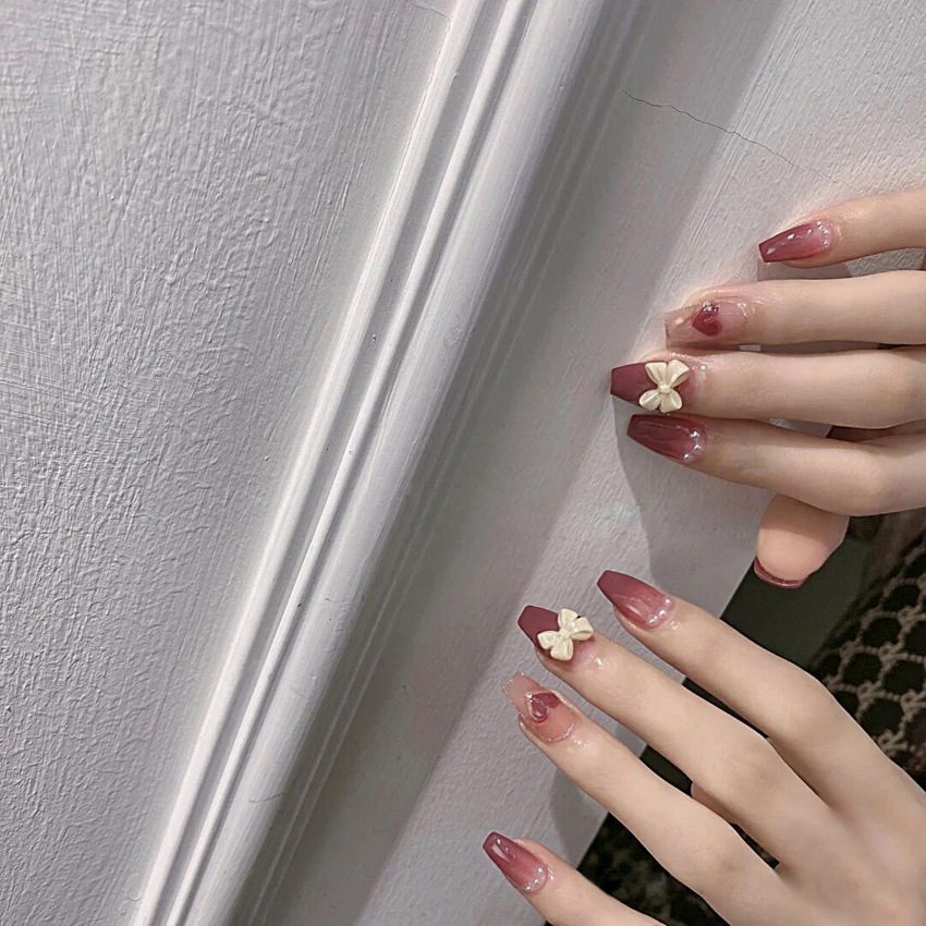 美甲穿戴甲 假指甲法式中长款美甲贴片成品指甲贴网红甲片美甲贴