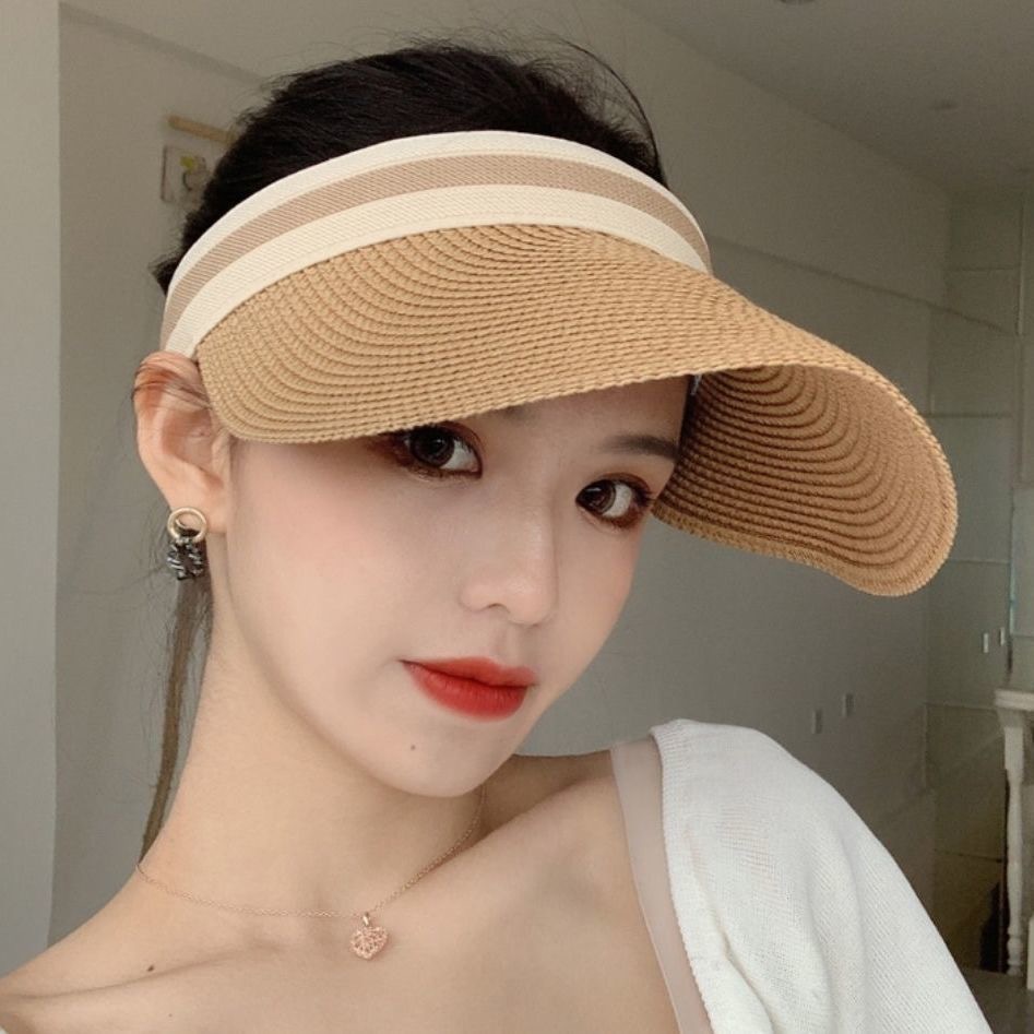 空顶帽子女夏季新款百搭防晒草帽ins网红款无顶太阳帽时尚遮阳帽