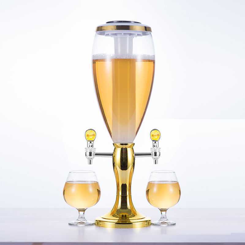 双头酒炮商用 双龙头分酒器扎啤3/5升 ktv酒吧酒架塔扎啤酒桶【9月