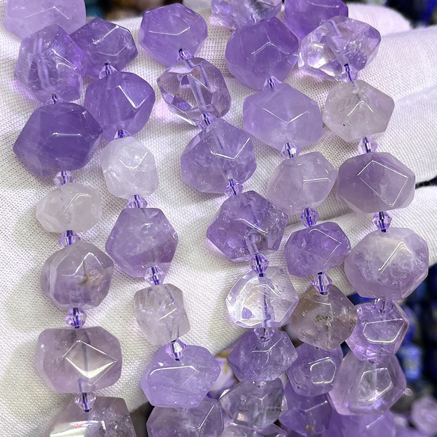 天然薰衣草紫玉散珠不定型手链项链diy材料手串珠紫水晶饰品配饰