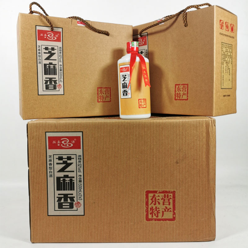 东营特产军马场酒芝麻香型52度粮食白酒孤岛马场整箱特价 500ml*6