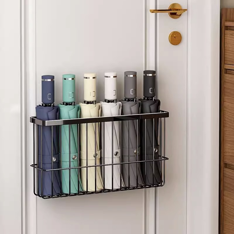 入户家用置伞架壁挂收纳柜架门后雨伞桶防水免打孔放伞置物架门口
