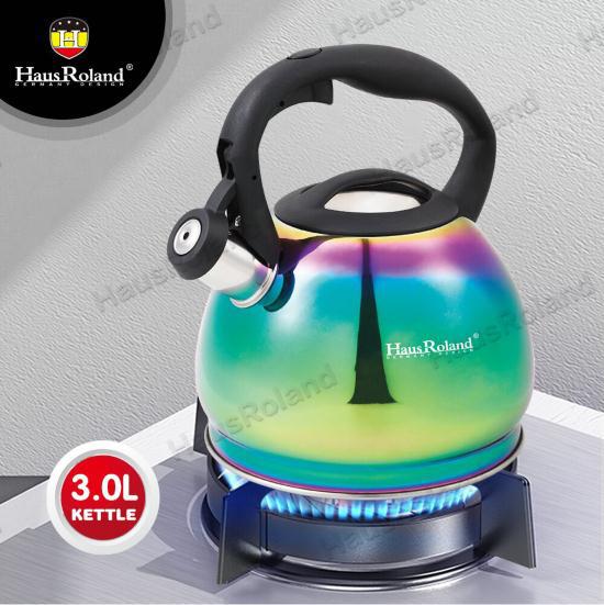 hausroland不锈钢幻彩渐变鸣笛烧水壶家用燃气加厚复底开水鸣音壶