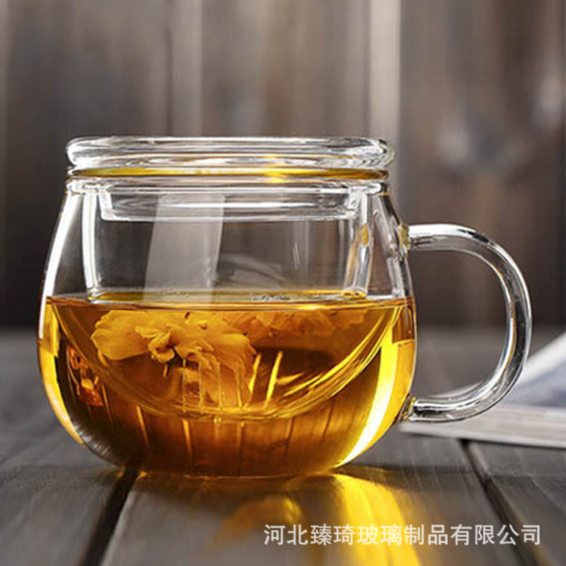 玻璃杯家用高颜值杯子高硼硅耐热带把手泡茶喝水杯家用套装批发