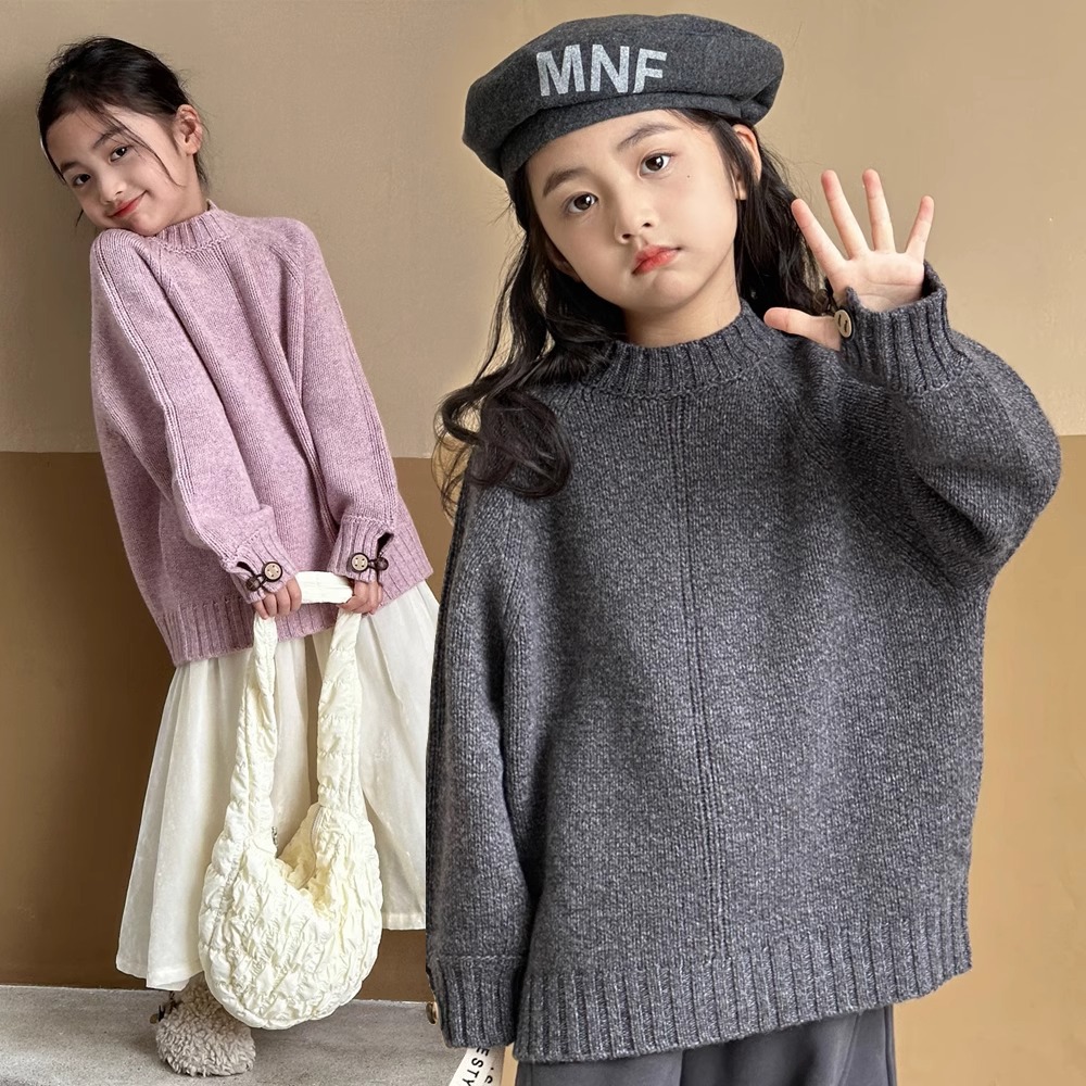 女童毛衣2023秋冬森系新款儿童韩版洋气针织上衣中大童加厚打底衫