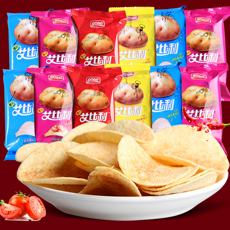 盼盼艾比利薯片组合混合休闲消磨时间耐吃的小零食大礼包批发整箱