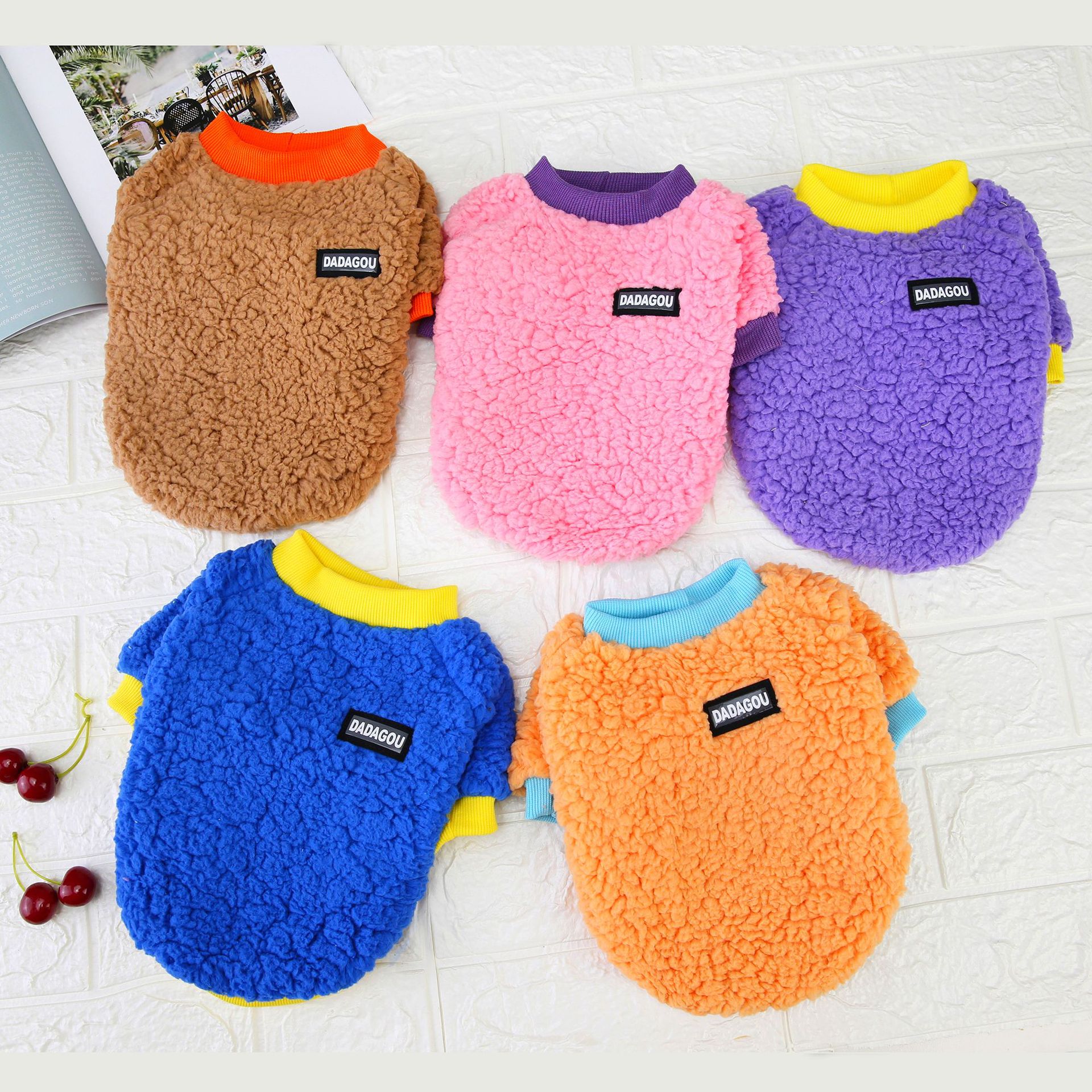 pet clothes dog clothes autumn and winter clothes teddy small dog pet clothing autumn and winter 21 five-color candy fluffy jacket