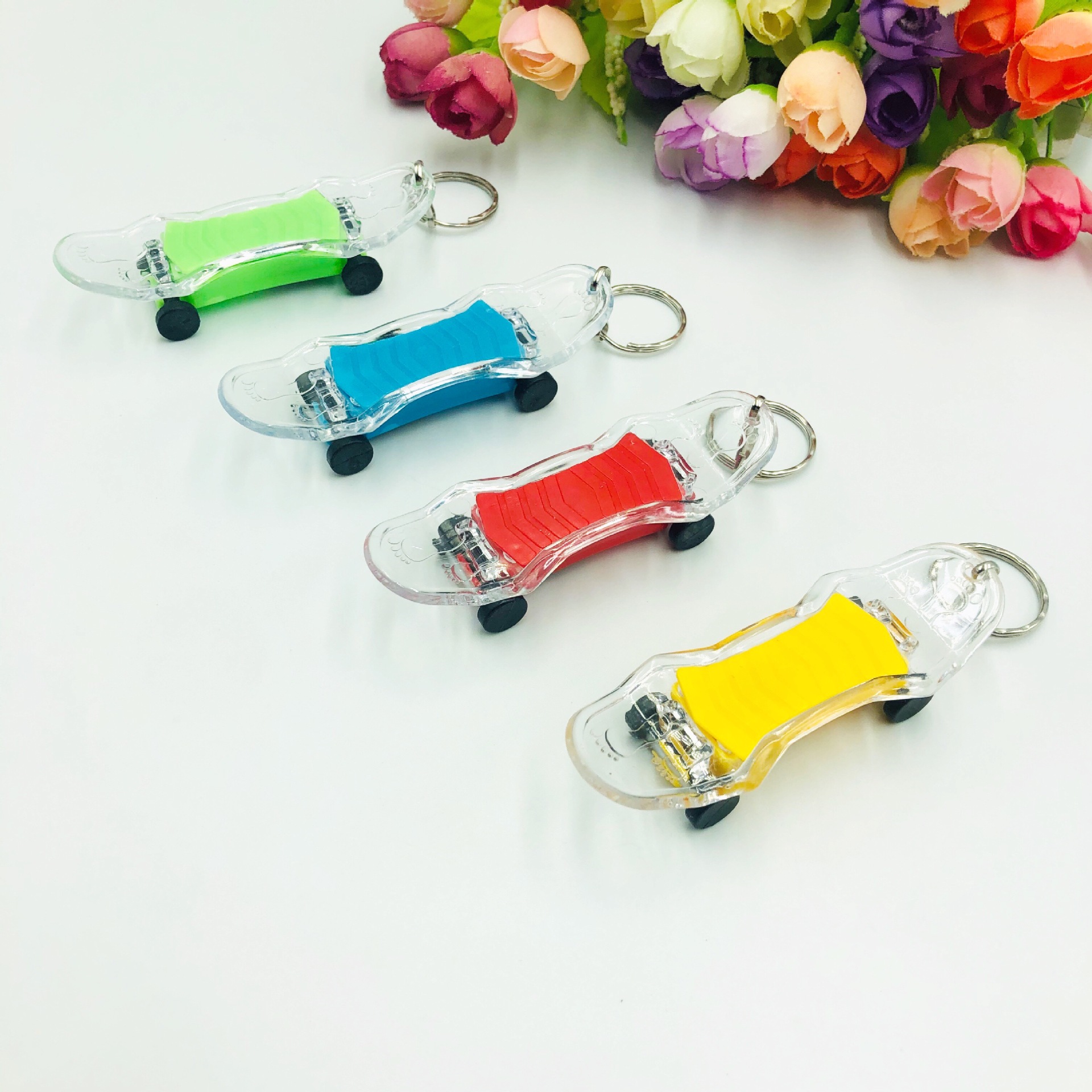 Luminous Scooter Keychain Pendant Led Keychain Children's Luminous Toy Creative Gift Printable Logo