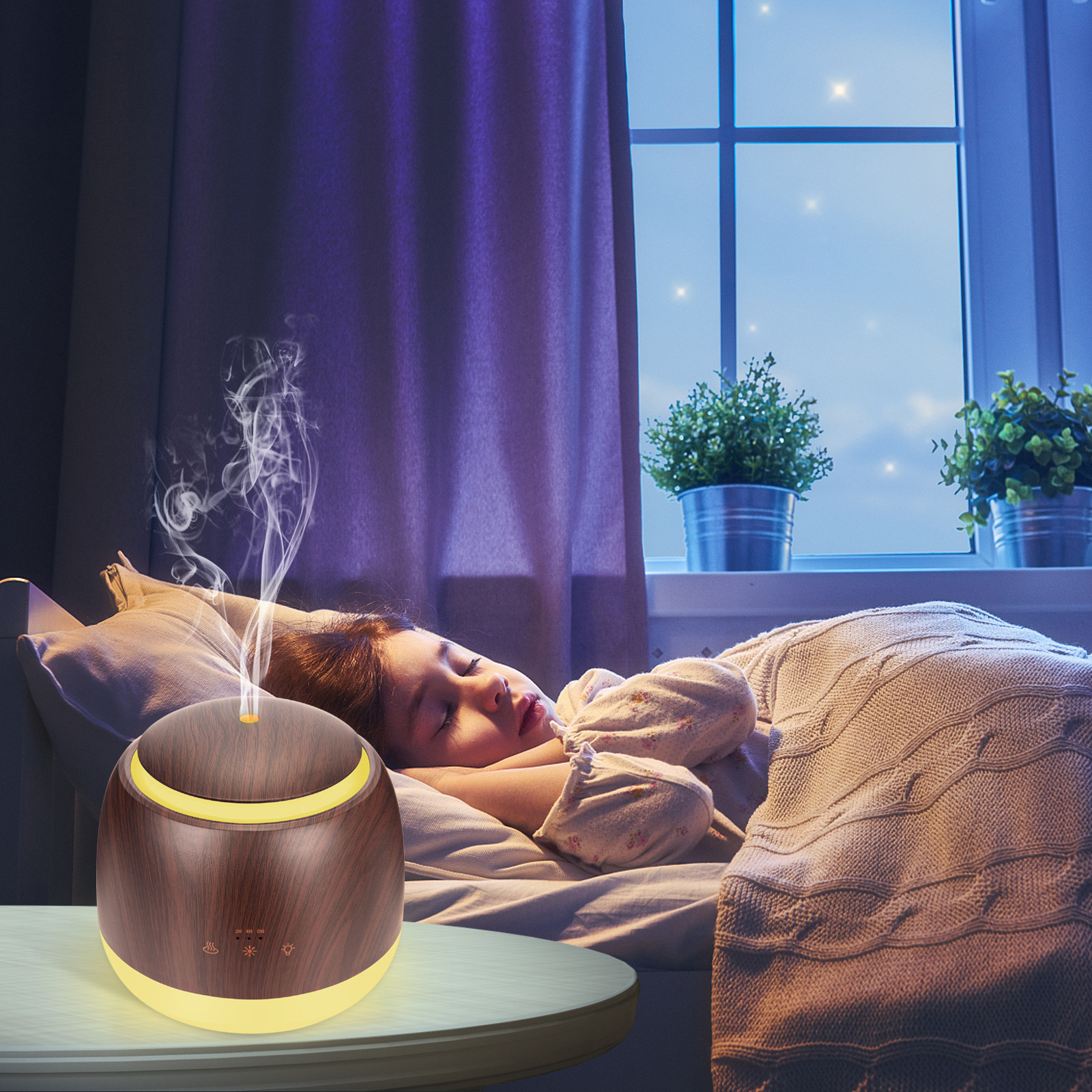 新品300ml触摸小夜灯精油香薰机家居办公桌面香薰加湿器扩香机