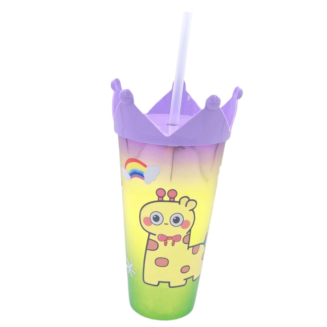 New Plastic Water Cup Creative Cartoon Animal Cup with Straw Good-looking Cute Milk Tea Juice Cup Factory Wholesale