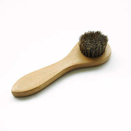榉木短柄小号圆头刷 榉木小圆刷混马毛圆头鞋油刷清洁刷子