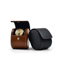 厂家批发复古皮质手表收纳盒高档单个装暗扣便携旅行表盒首饰盒