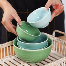 龙泉青瓷米饭碗创意中式餐具陶瓷家用加厚大号面汤碗喝粥碗点心碗