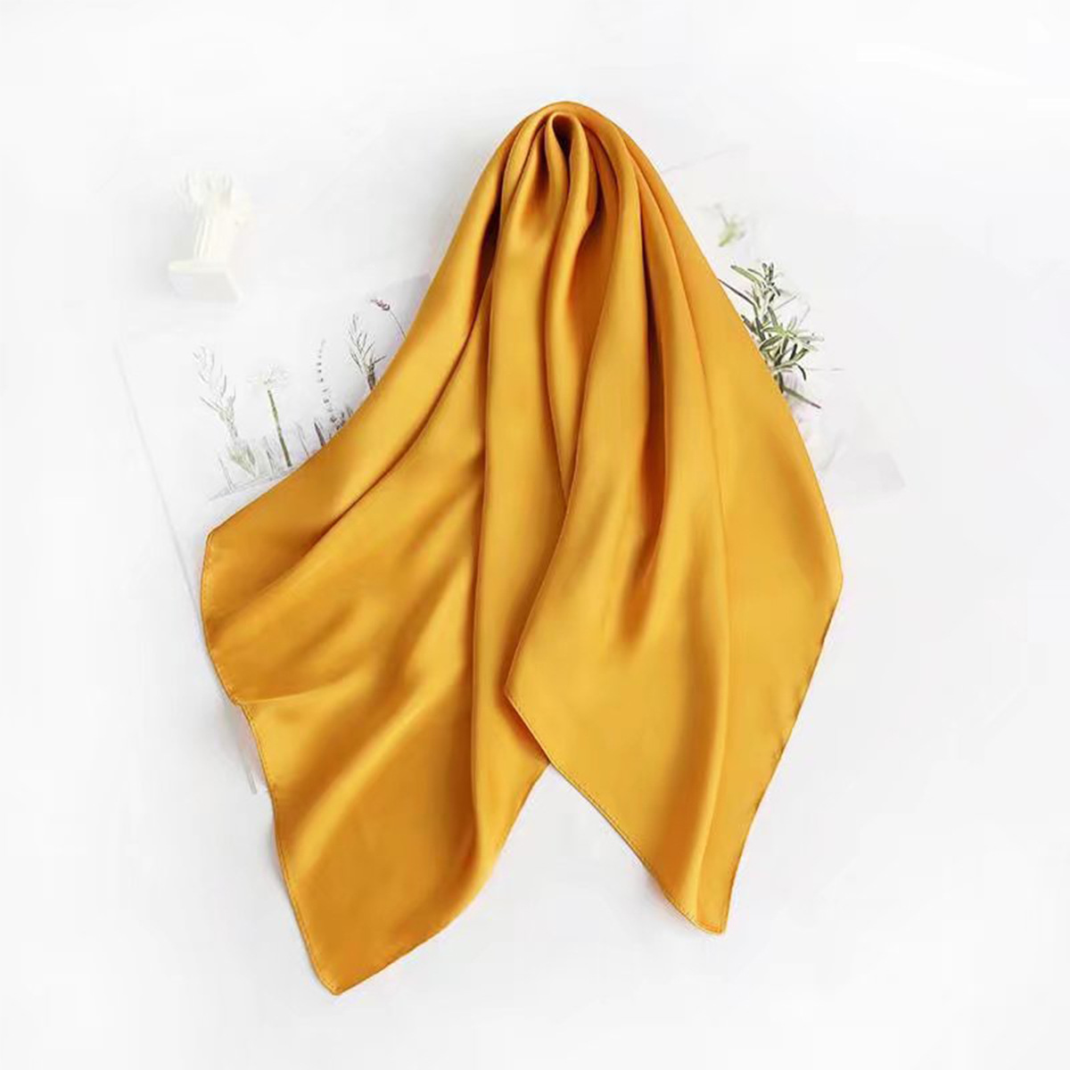 Exclusive for Cross-Border New High-Grade Nude Color Artificial Silk Small Square Towel Silk Scarf Women's All-Match Professional Scarf Decorative Solid Color