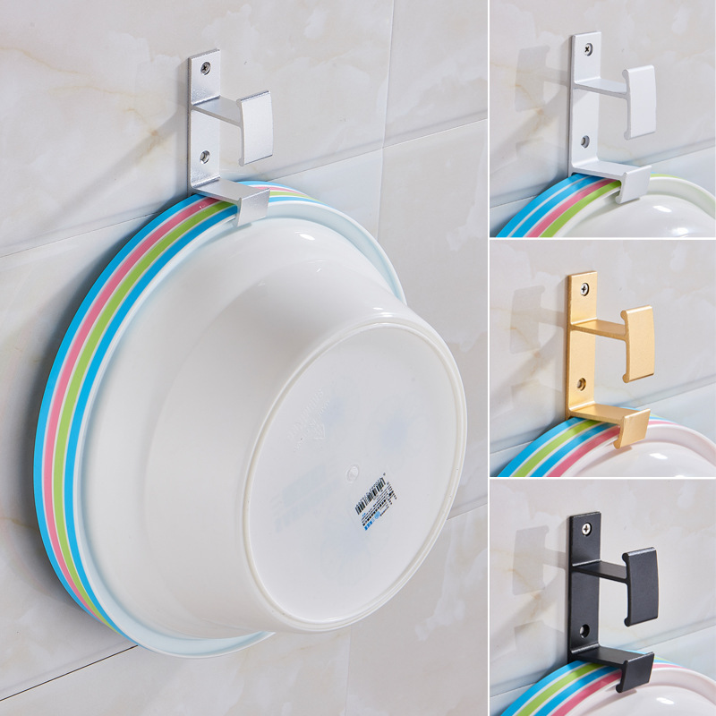 脸盆架壁挂式免打孔太空铝洗澡洗脸盆浴室放盆架卫生间盆子收纳架