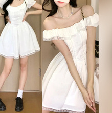 法式气质白色连衣裙女装夏季2024新款小个子初恋甜美收腰蓬蓬短裙