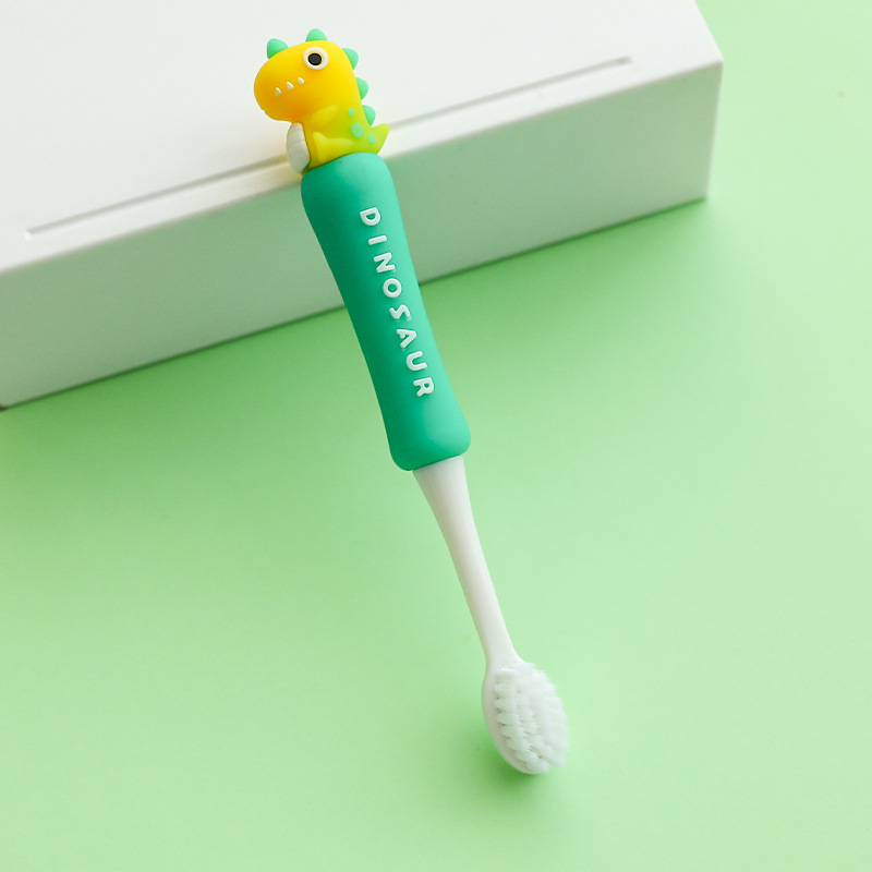 Cartoon Super Soft Non-Hurt Gum Children's Toothbrush Silicone Toothbrush for Children Dinosaur Toothbrush 6-12 Years Old