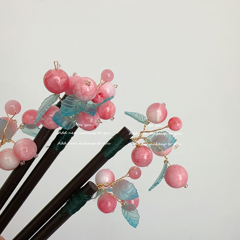chunyi enron handmade peach season wooden antiquity hair clasp eye-catching index soaring pink toot updo gadget