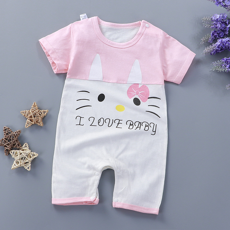 Baby Jumpsuit Romper Cotton Summer Clothing Baby Clothes Children's Short-Sleeved Newborn Jumpsuit Children's Clothing