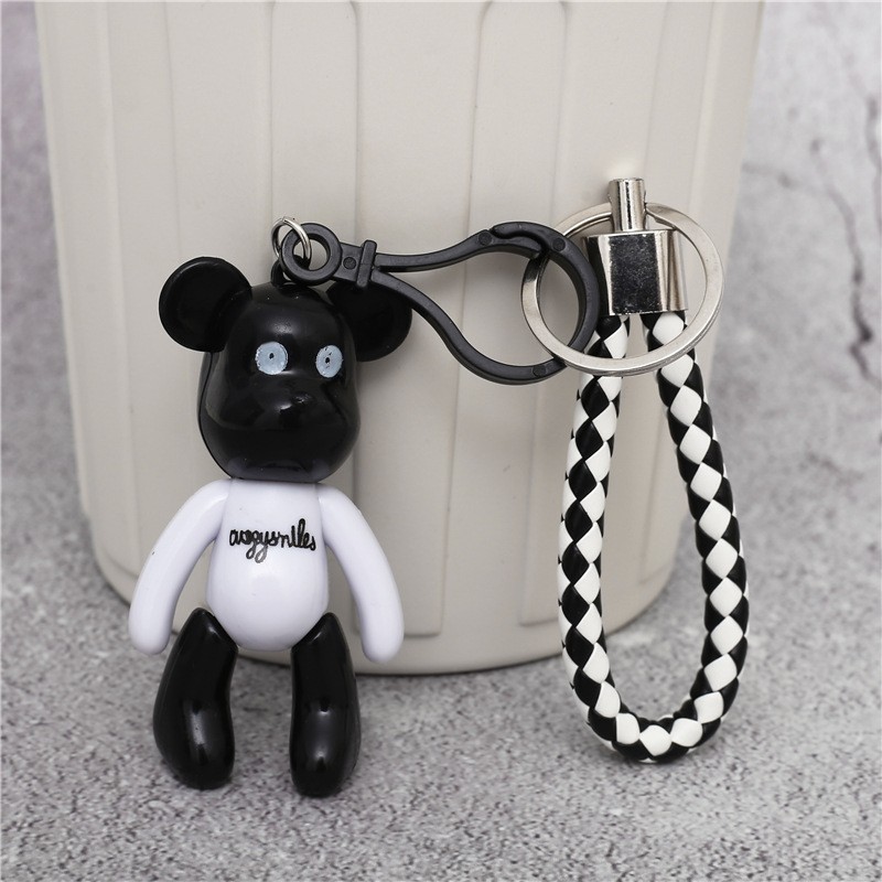 Creative Cartoon Violent Bear Keychain Lovely Bag Small Gift Little Bear Doll Pendant Braided Rope Key Gift