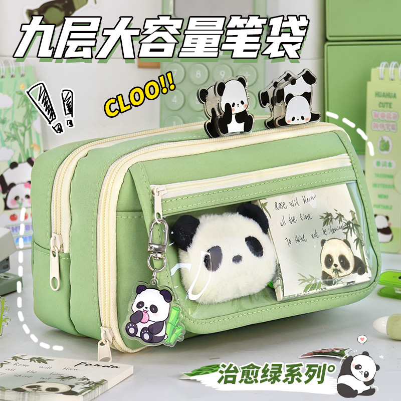 ins good-looking stationery box junior high school student storage pencil box large capacity cartoon pencil case for girls new transparent
