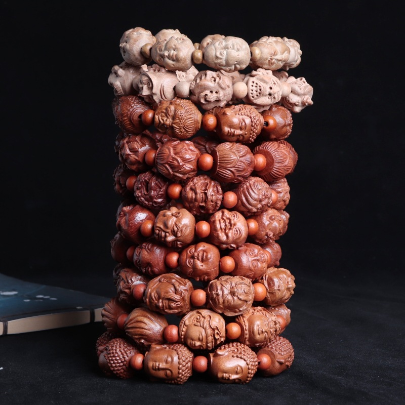 桃木十八罗汉观音佛头莲花关羽貔貅四面佛佛珠手串汽车档珠-阿里巴巴