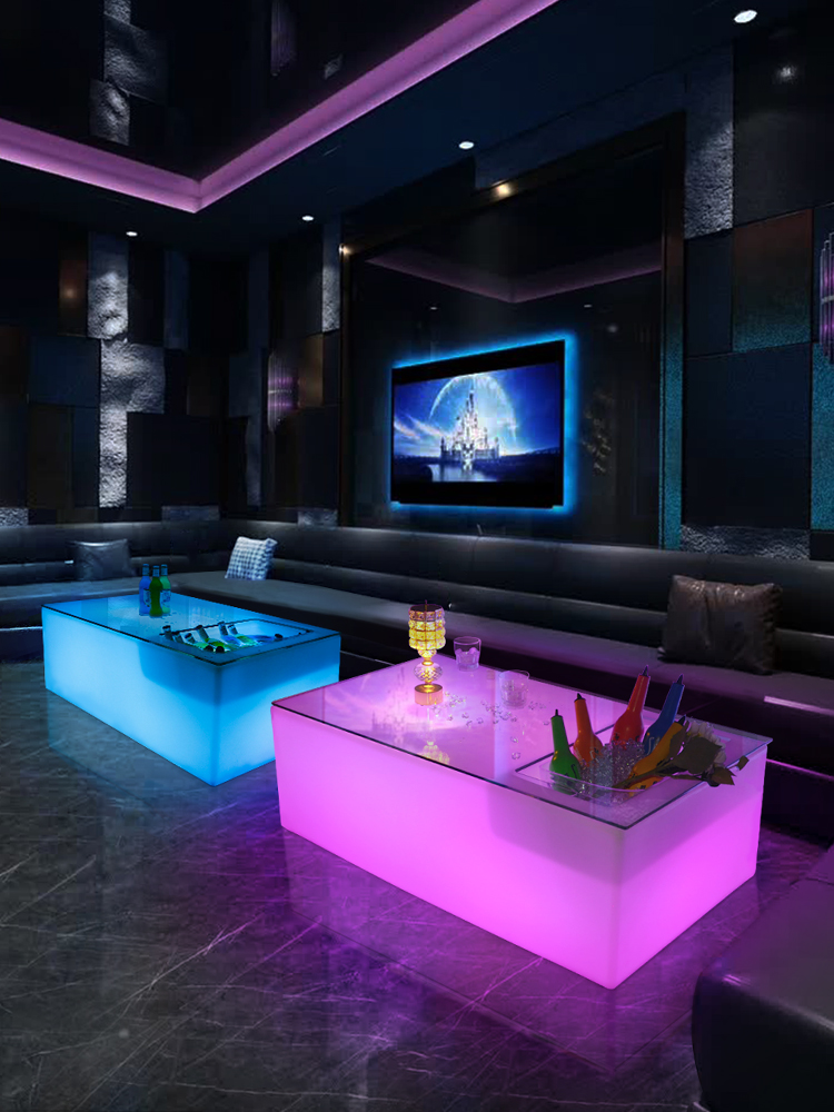 ktv发光茶几酒吧散台桌子 创意卡座网红夜店包厢长方形靠墙吧台桌