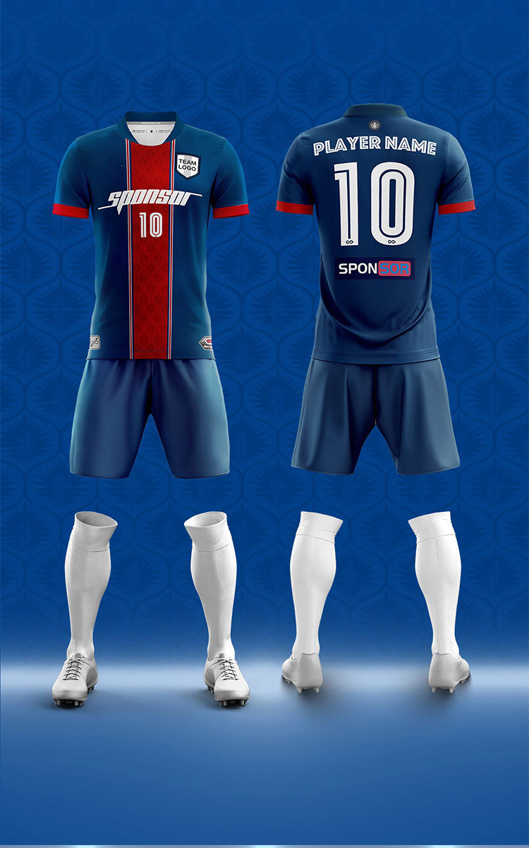 足球印花队服短袖欧洲定 制团队比赛足球服套装时尚足球球衣男