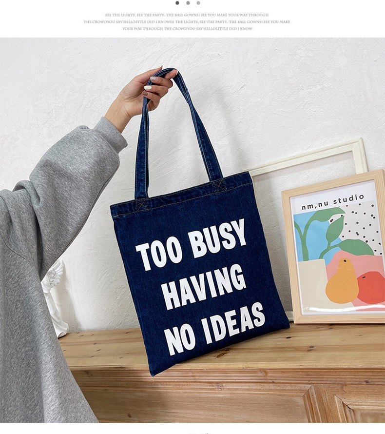 女士单肩包包新款 文艺简约手提牛仔布包 创意印花学生帆布包包