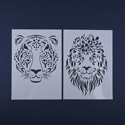创意动物系列绘画模板墙面装饰镂空模板狮子老虎模涂鸦手账模板