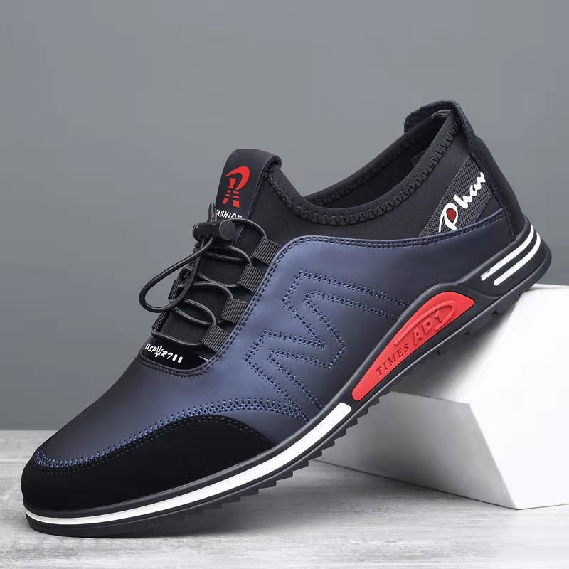 2023 New Men's Casual Sneakers Slip-on Breathable Men's Shoes All-Match Soft Leather Shoes Men's One-Piece Delivery