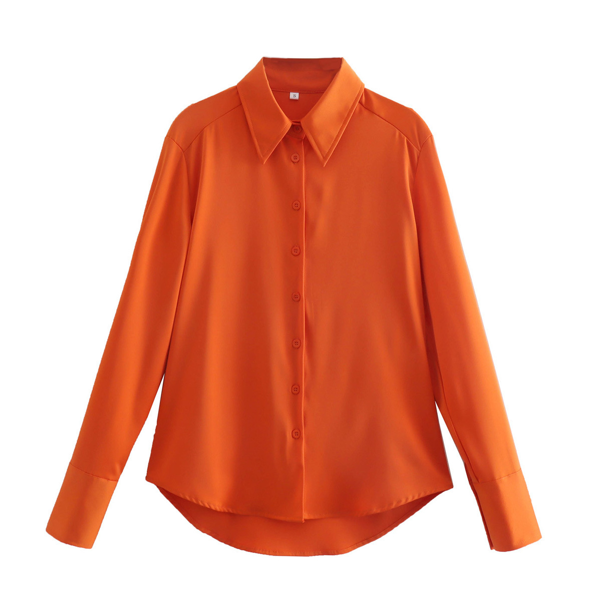 橙色衬衣女图片
