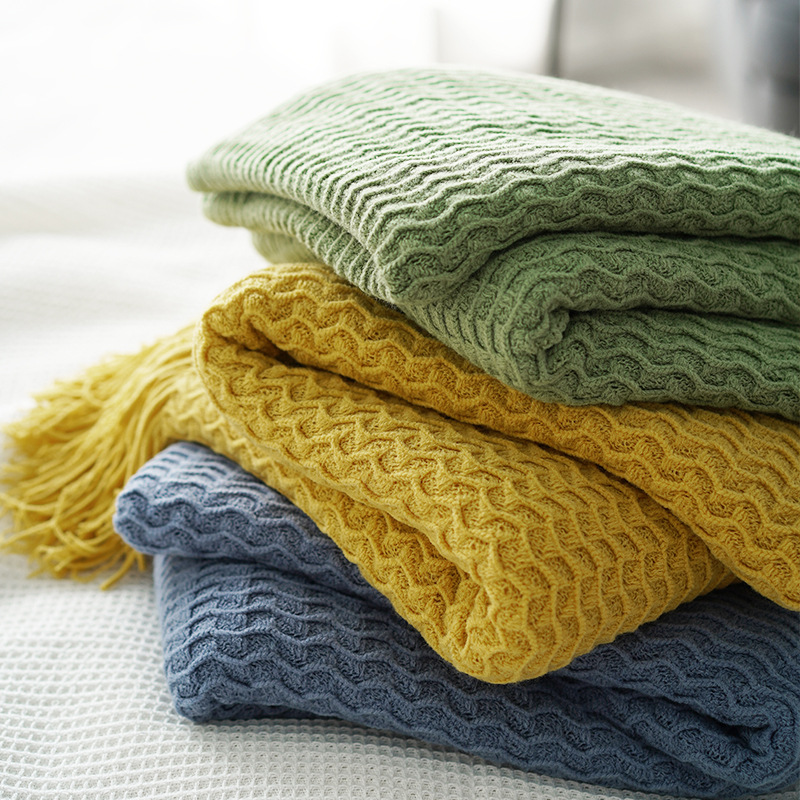 纯色针织装饰毯简约沙发盖毯外销新款跨境一件代发工厂现货毛线毯