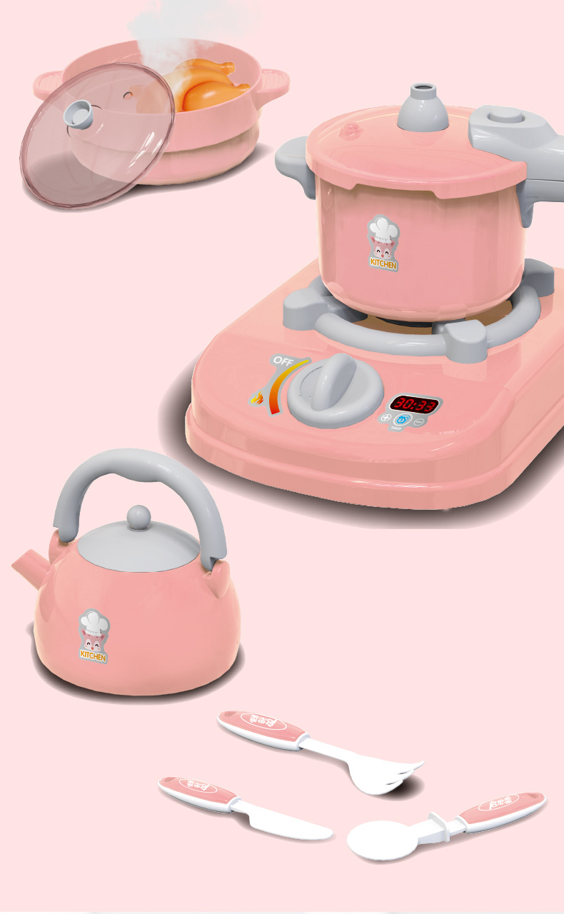 现货跨境电饭锅儿童过家家玩具带喷雾仿真厨房厨具儿童玩具厂家直