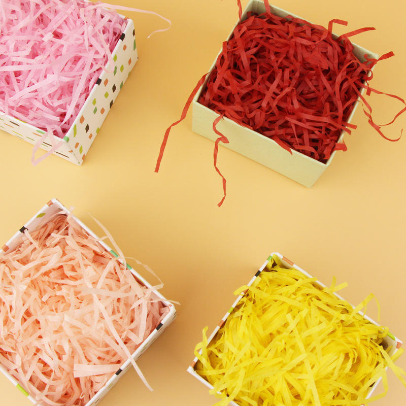 拉菲草批发拉丝草 彩色填充纸丝碎纸丝 礼盒填充物褶皱纸
