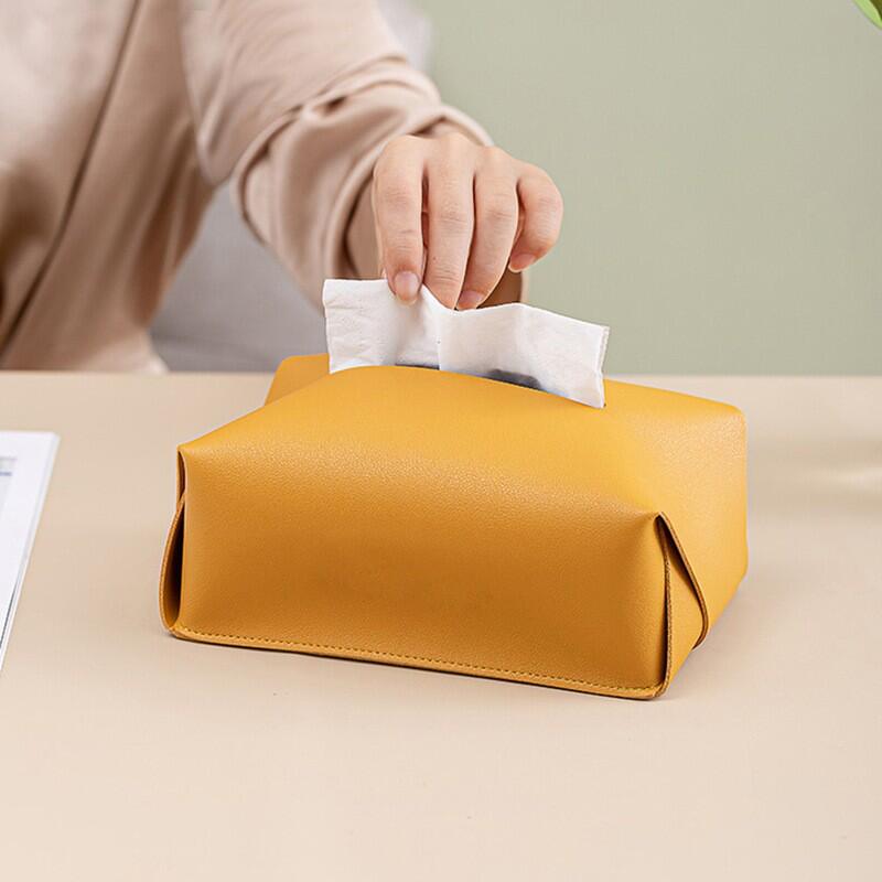 纯色皮质纸巾盒家用客厅壁挂式卫生间抽纸盒简约现代高级感纸抽盒