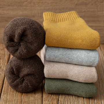 潮流纯色平板男士毛圈中筒袜秋冬季70克加厚保暖袜毛巾袜-阿里巴巴