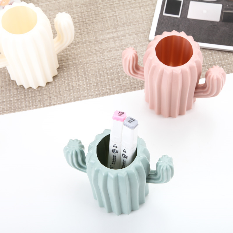 Plastic Creative Fashion Pen Container Decoration Anti-Fall Drop-Resistant Cactus-Type Pen Container Vase 0755-4