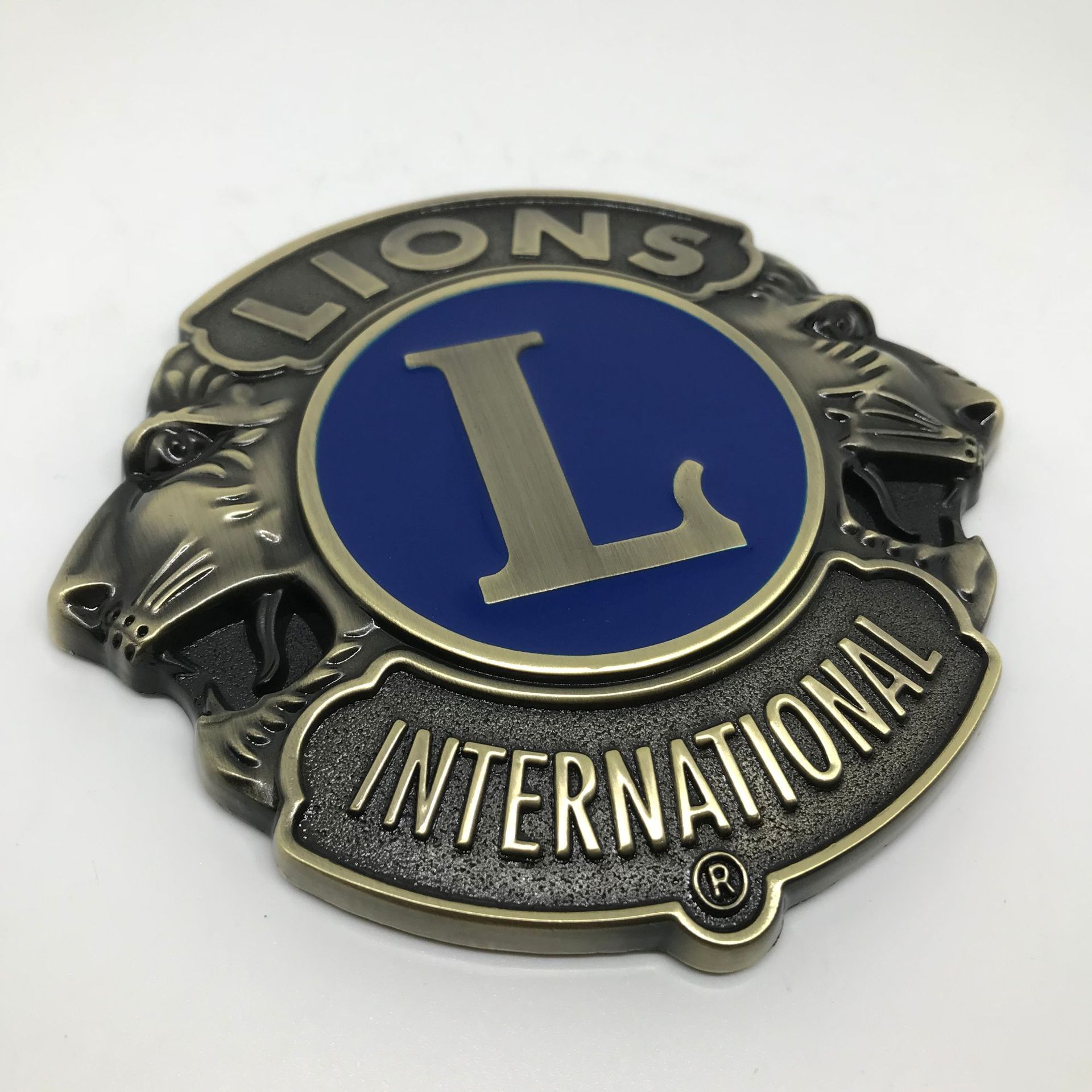 狮子会车标 lions会标徽章纪念品汽车改装车头中网标复古版车贴标