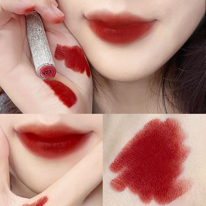 新款花茜茜小银管口红闪钻小细管唇膏哑光丝绒不易掉色烟管学生款