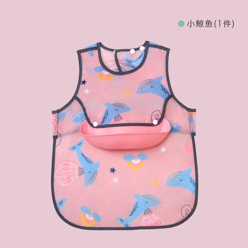 Baby Bib Autumn and Winter Thin Waterproof Baby Clothes with Bib Baby Girl Child Eating Sleeveless Coverall Disposable Kindergarten Apron