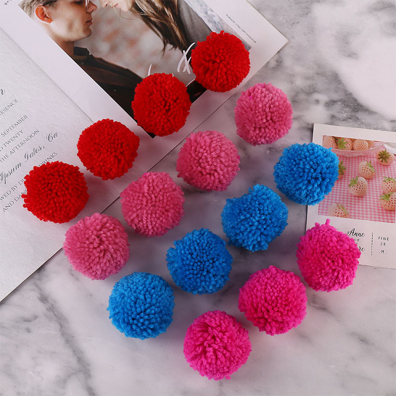 定制6cm涤纶毛线球彩色毛绒球diy手工服饰鞋帽包包配饰品毛球批发