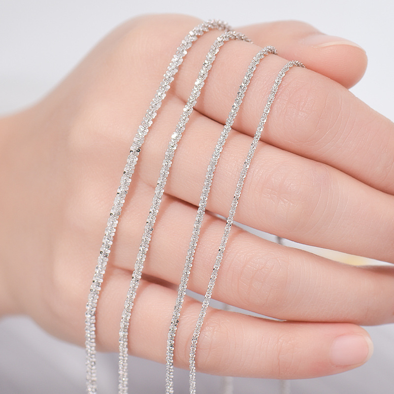 波光粼粼意大利vicenza银项链女925银纯银锁骨链个性闪光颈戴裸链