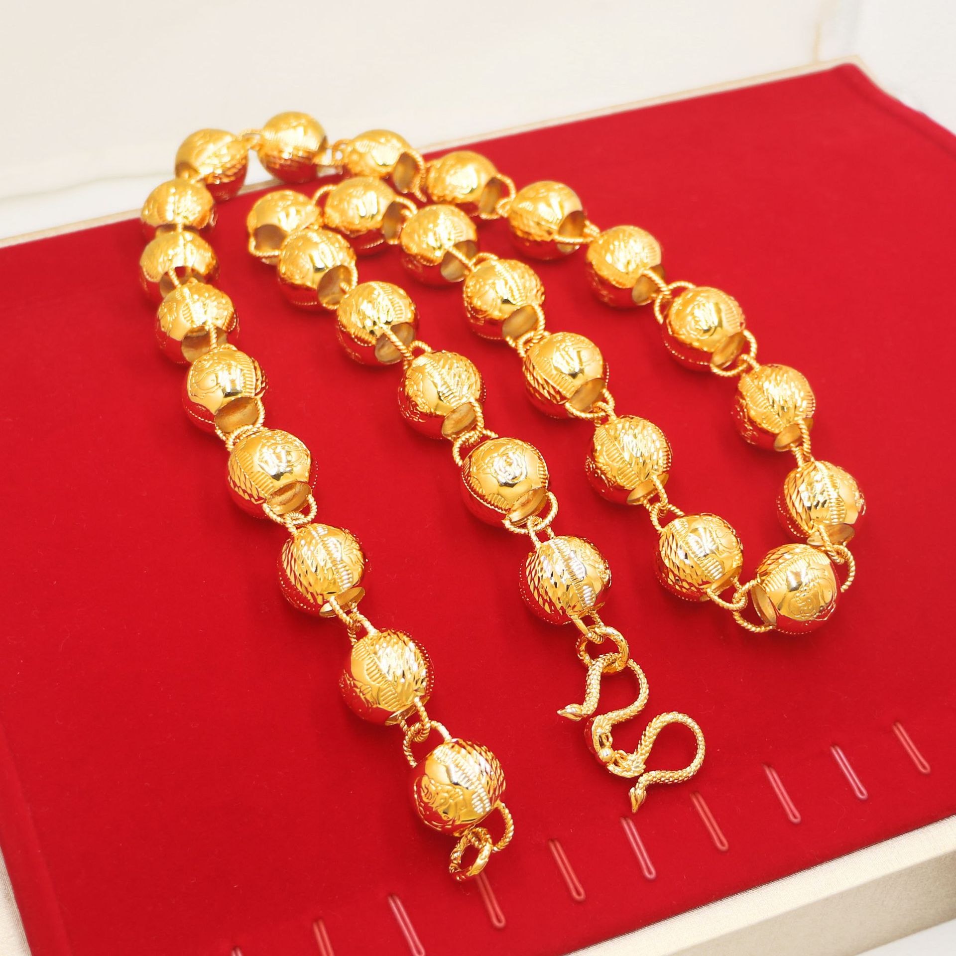 镀金项链男士霸气土豪金欧币电镀弥勒佛笑佛仿越南沙金粗20mm