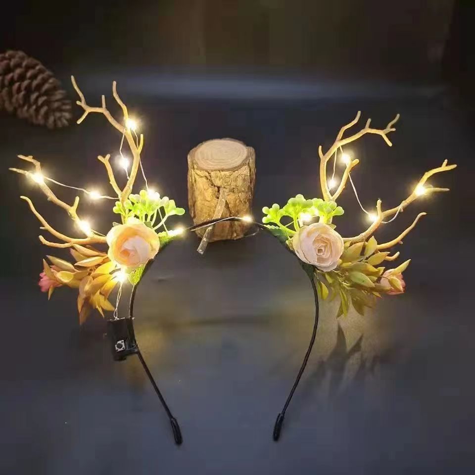 New Christmas Antler Hairband Internet Celebrity Elk Winter Glowing Headdress Christmas Ornament Hairpin Hair Ornaments Hot Sale