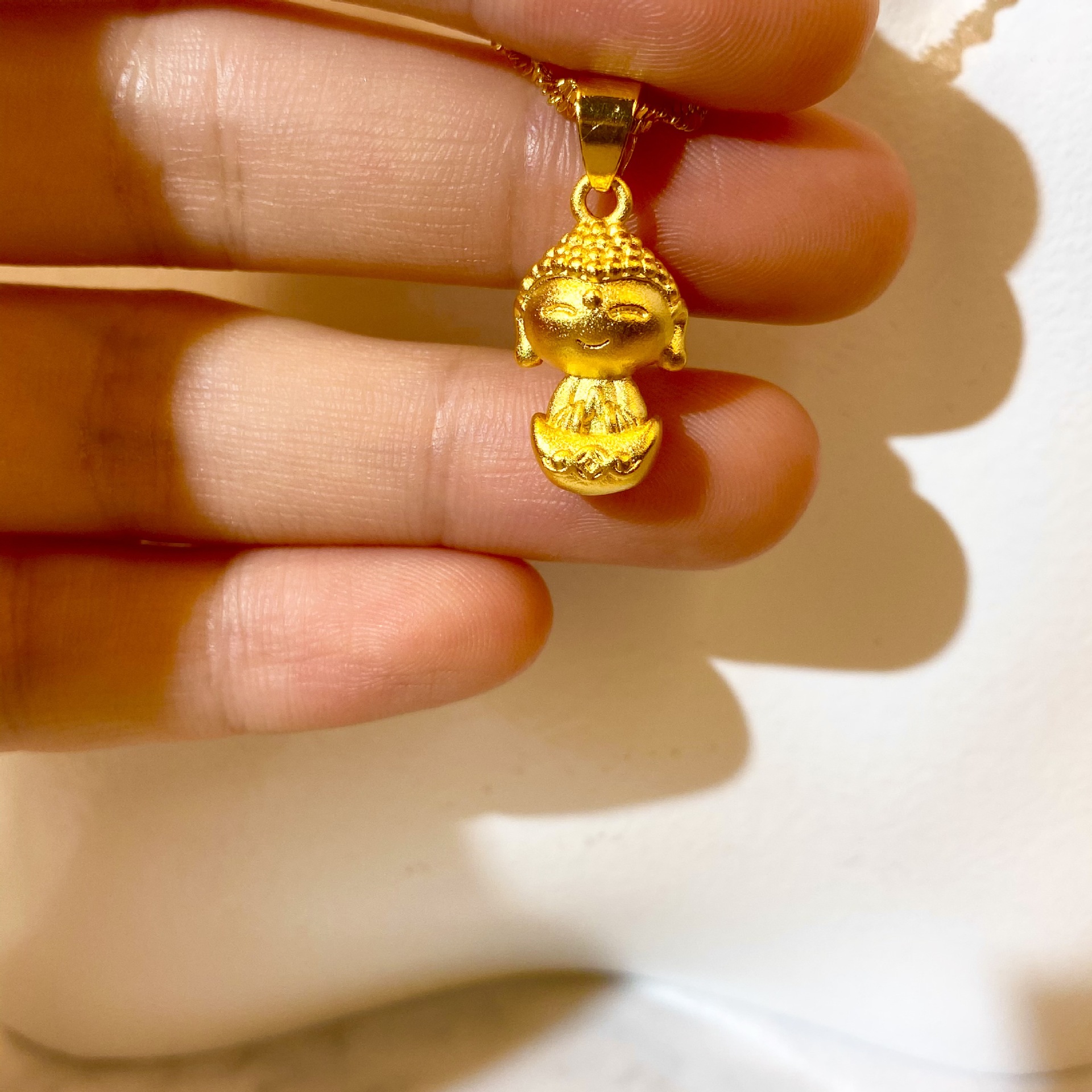 古法越南沙金小福佛小萌佛吊坠项链黄铜镀金本命年礼物直播热销