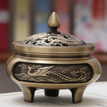 铜香炉二龙炉二龙戏珠香炉大号祠堂用炉黄铜铸造黄色仿古包邮