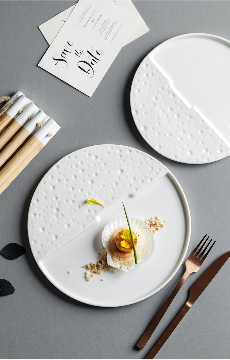 白色酒店用品厨房摆台餐具西餐意面盘子餐厅会所创意菜盘