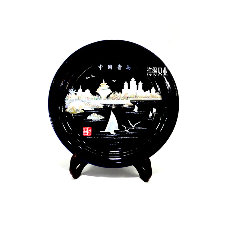贝壳工艺品商务礼品青岛贝雕 贝雕小盘子 青岛传统工艺品礼品